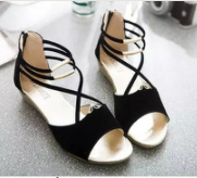 Elegant Strappy Wedge Sandals with Golden Accents S-57