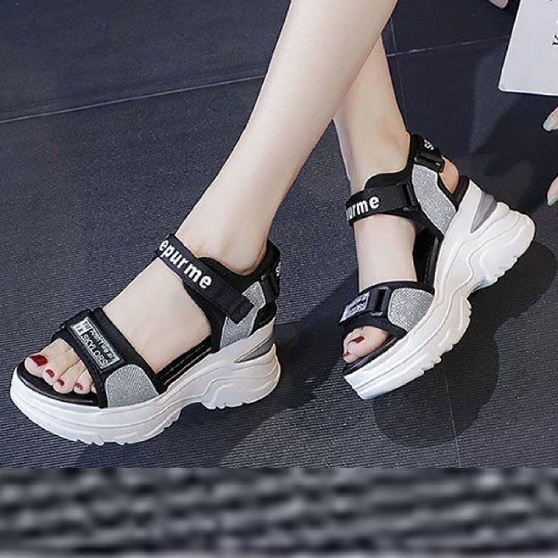 Platform Sponge Wedge Strappy Velcro Sports Sandals S-147