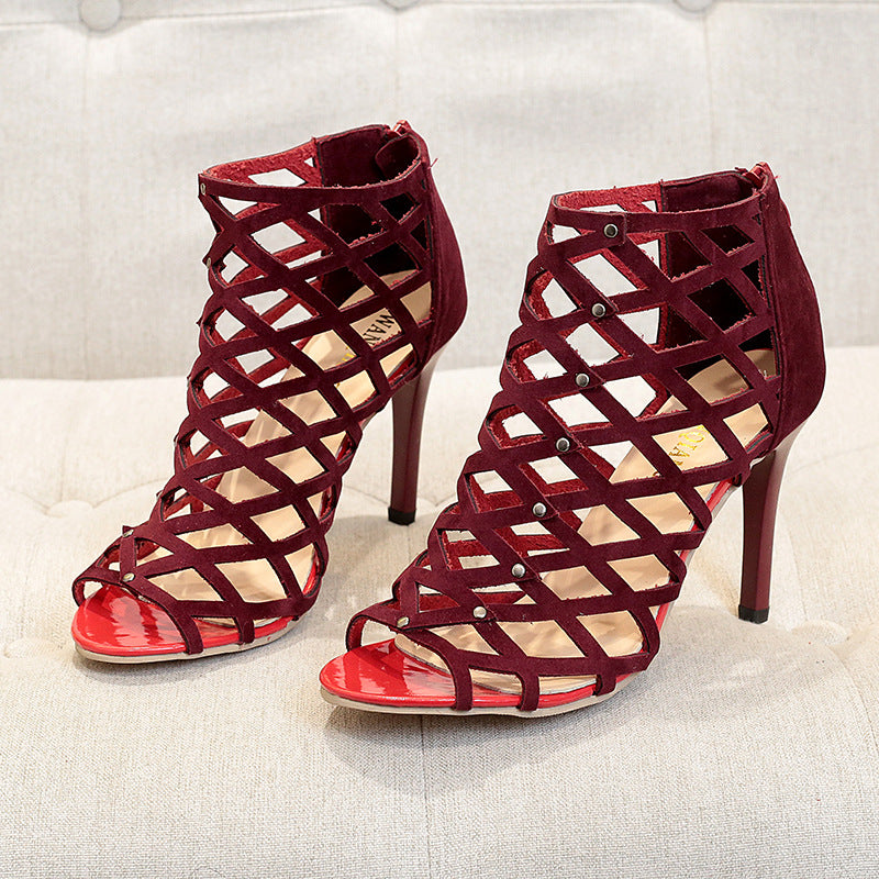 Elegant Lattice High Heels with Luxe Pointed Toe S-22