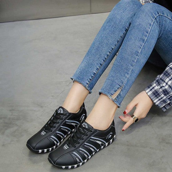 Sleek Athletic Sneakers with Classic White Stripes S-65