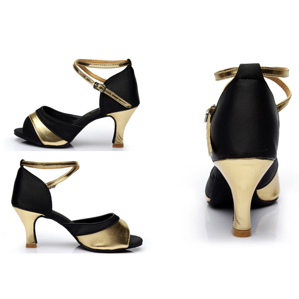 Elegant Black Sued Leather Sandals with Accents and Straps S-24