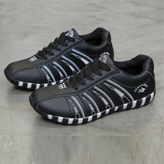 Sleek Athletic Sneakers with Classic White Stripes S-65