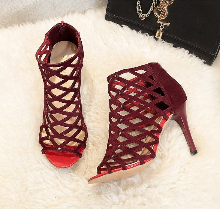 Elegant Lattice High Heels with Luxe Pointed Toe S-22