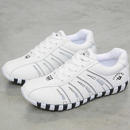 Sleek Athletic Sneakers with Classic White Stripes S-65