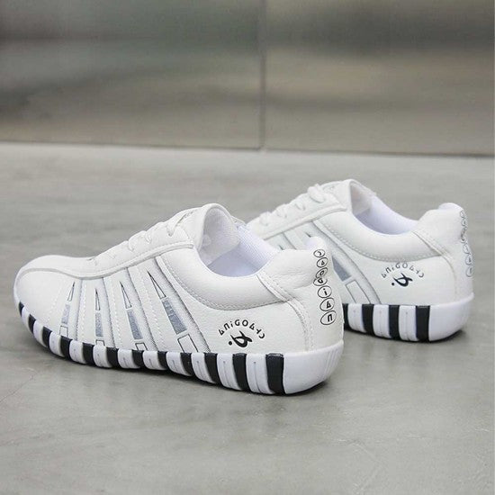 Sleek Athletic Sneakers with Classic White Stripes S-65