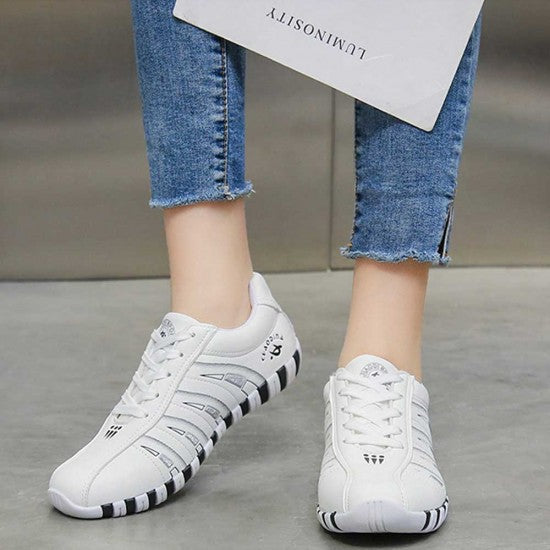Sleek Athletic Sneakers with Classic White Stripes S-65