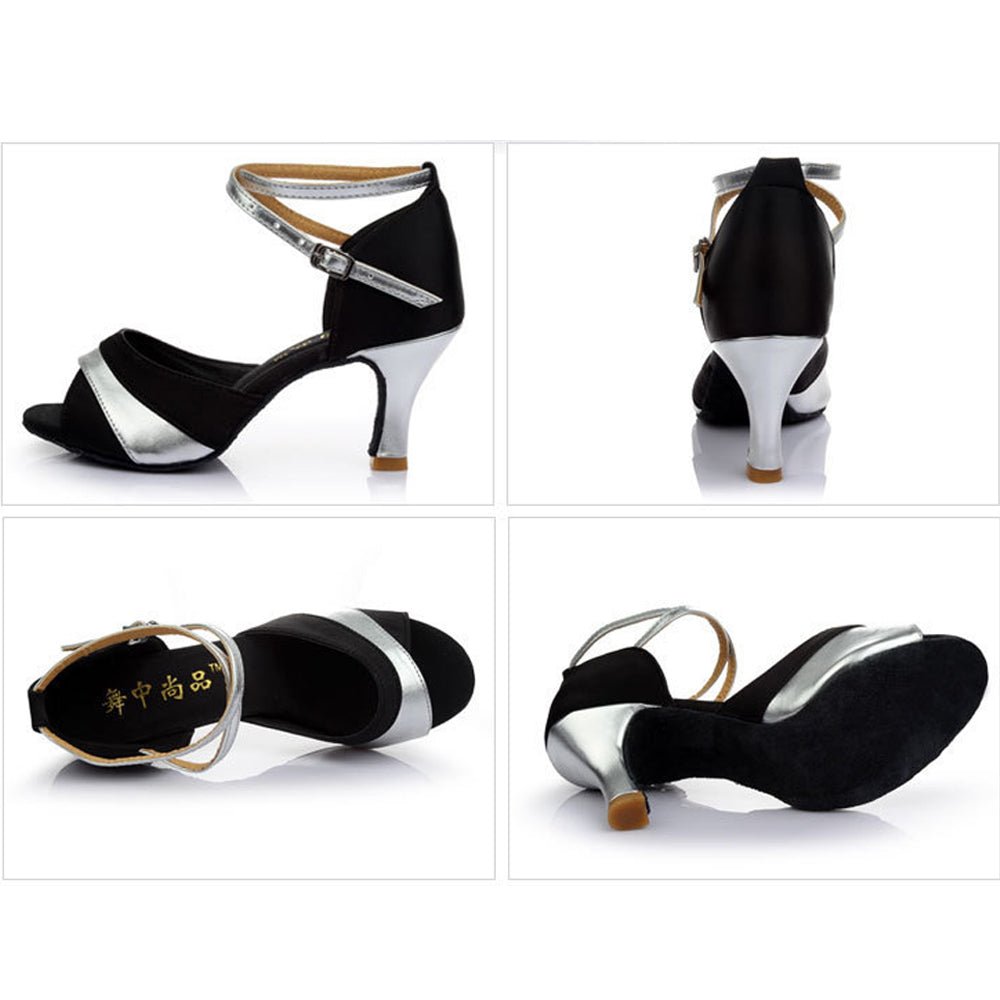 Elegant Black Sued Leather Sandals with Accents and Straps S-24