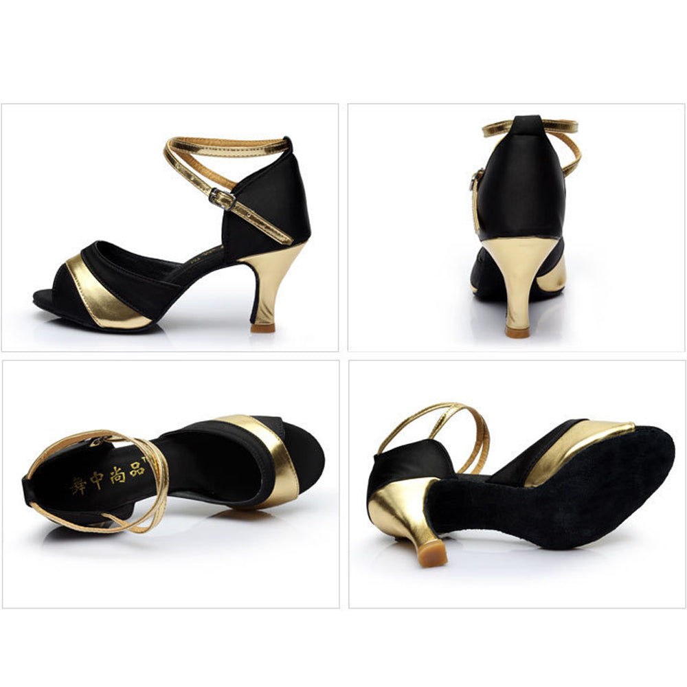Elegant Black Sued Leather Sandals with Accents and Straps S-24