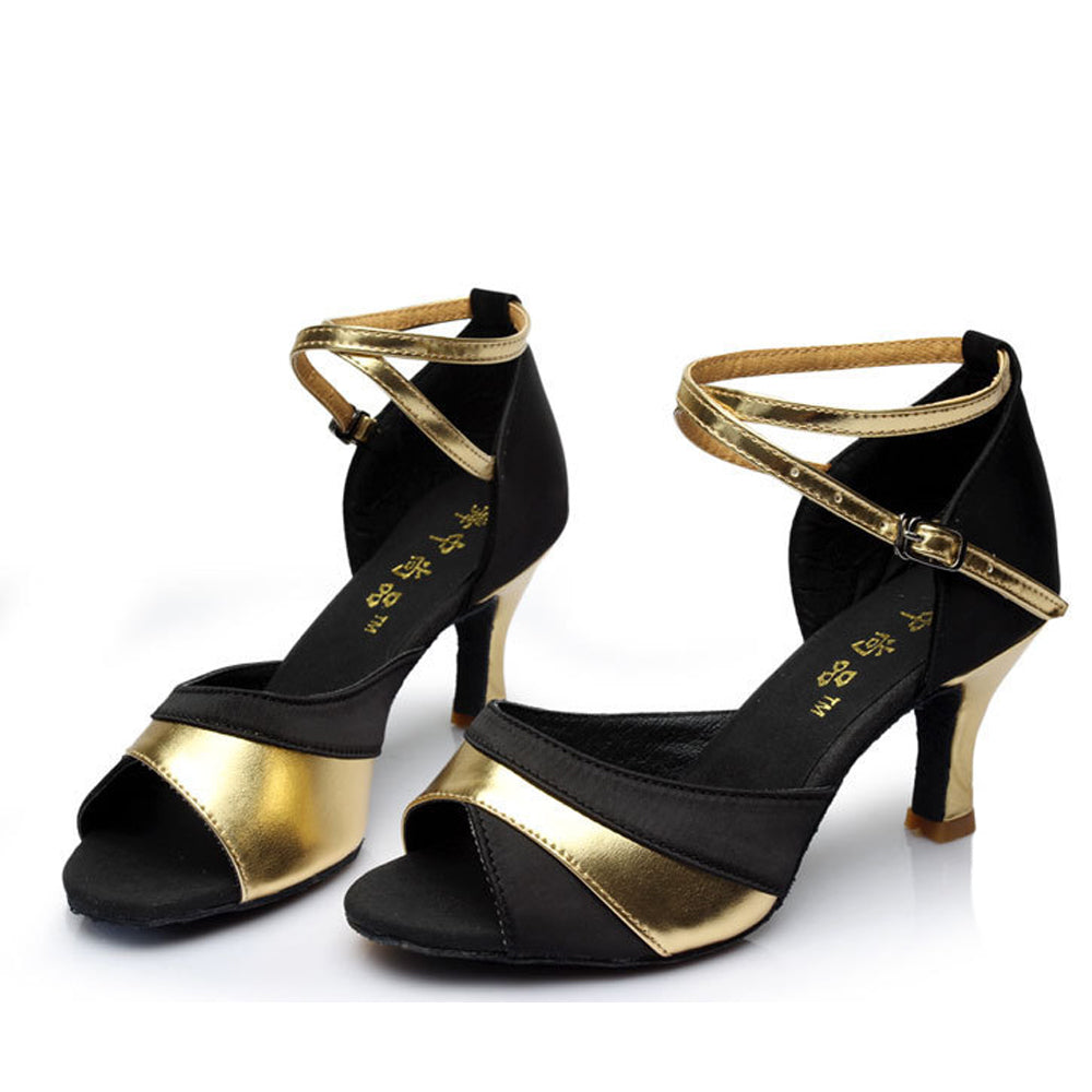 Elegant Black Sued Leather Sandals with Accents and Straps S-24