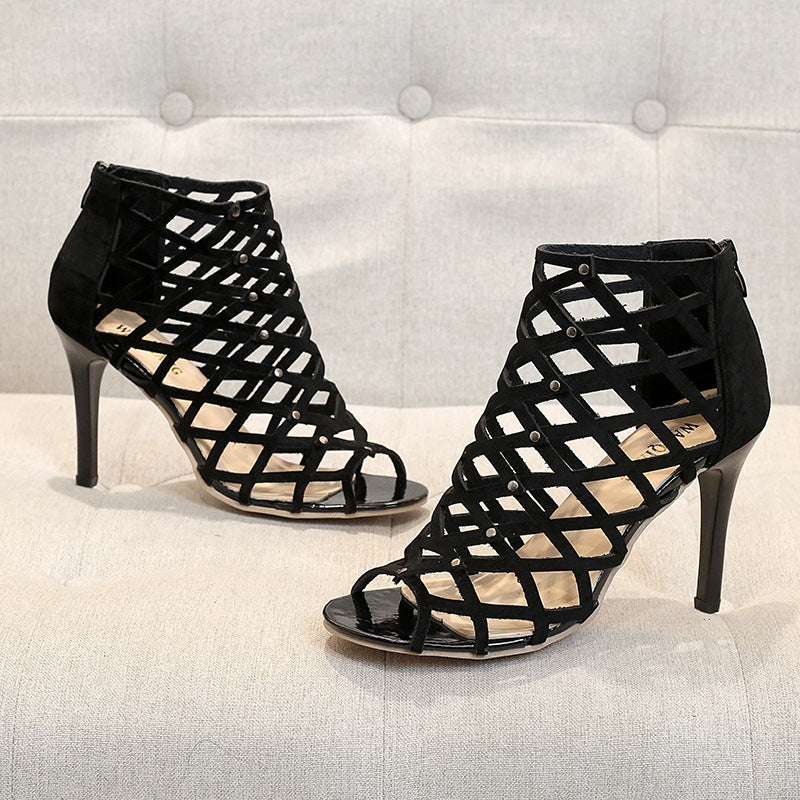 Elegant Lattice High Heels with Luxe Pointed Toe S-22