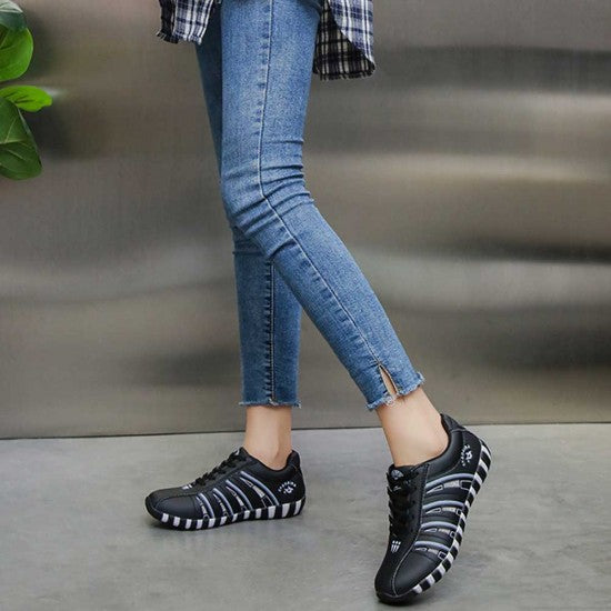 Sleek Athletic Sneakers with Classic White Stripes S-65