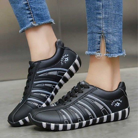 Sleek Athletic Sneakers with Classic White Stripes S-65