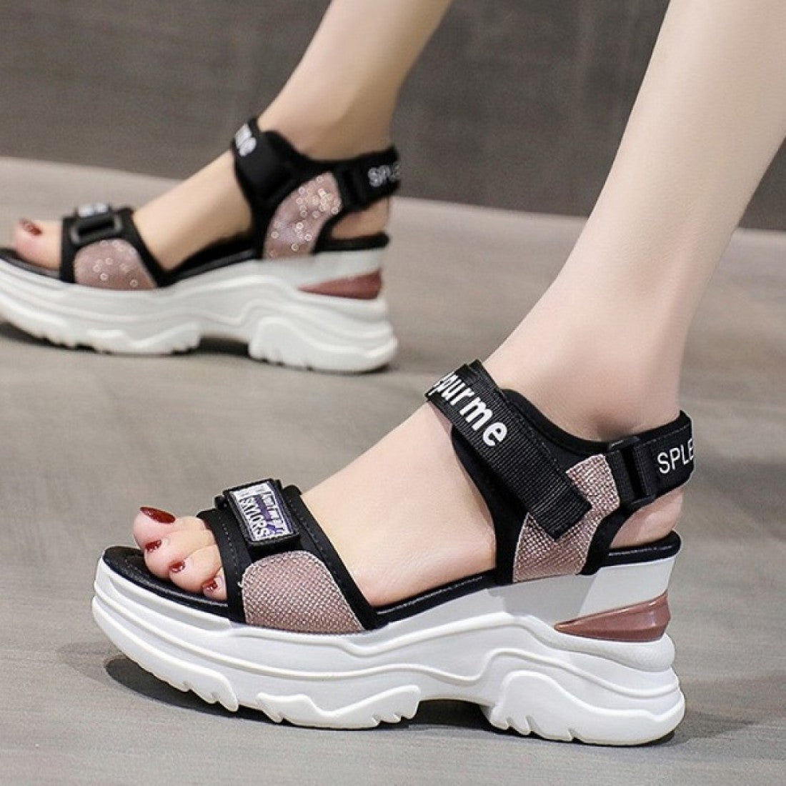 Platform Sponge Wedge Strappy Velcro Sports Sandals S-147