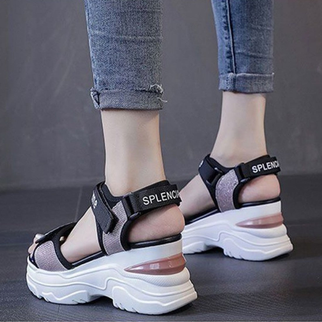 Platform Sponge Wedge Strappy Velcro Sports Sandals S-147
