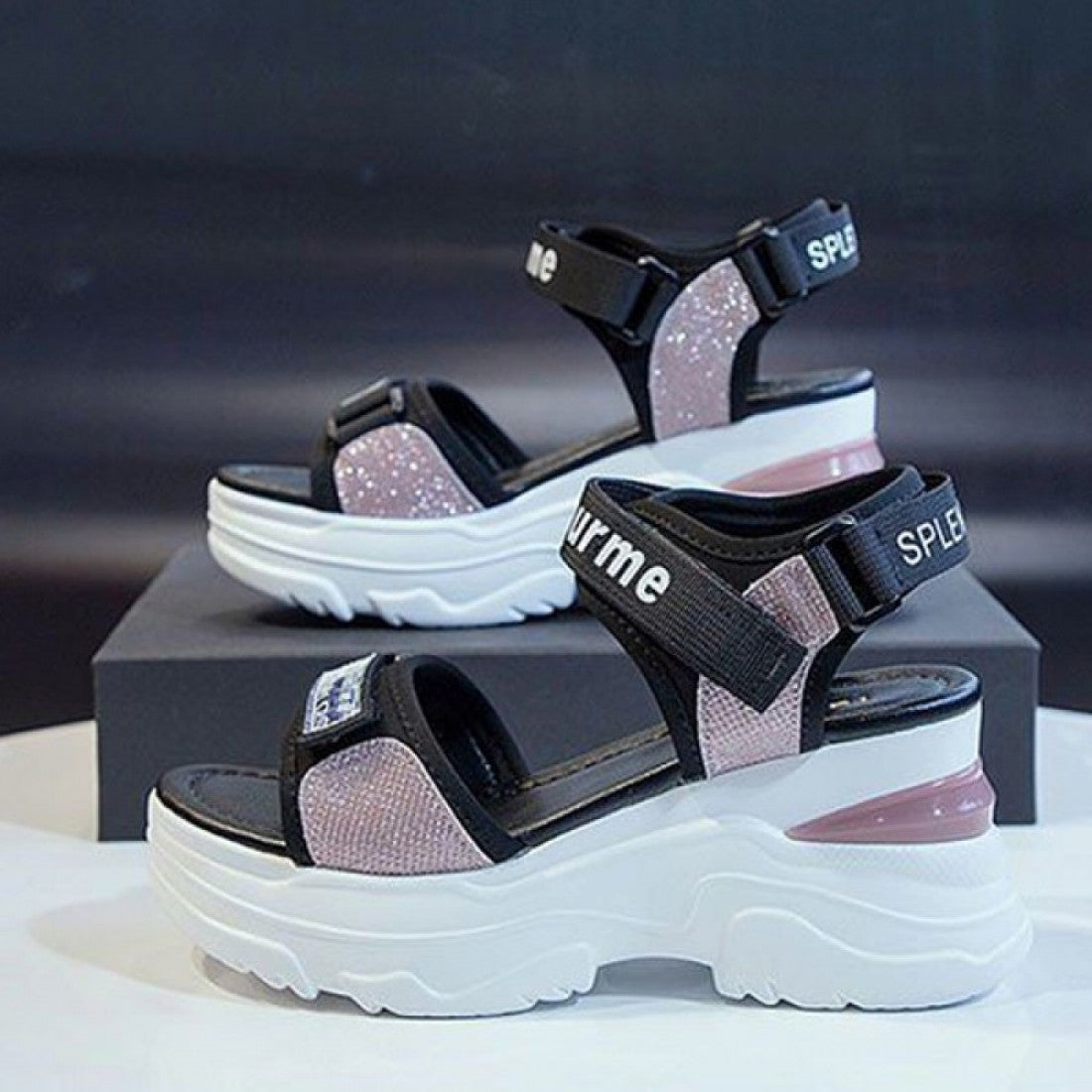 Platform Sponge Wedge Strappy Velcro Sports Sandals S-147