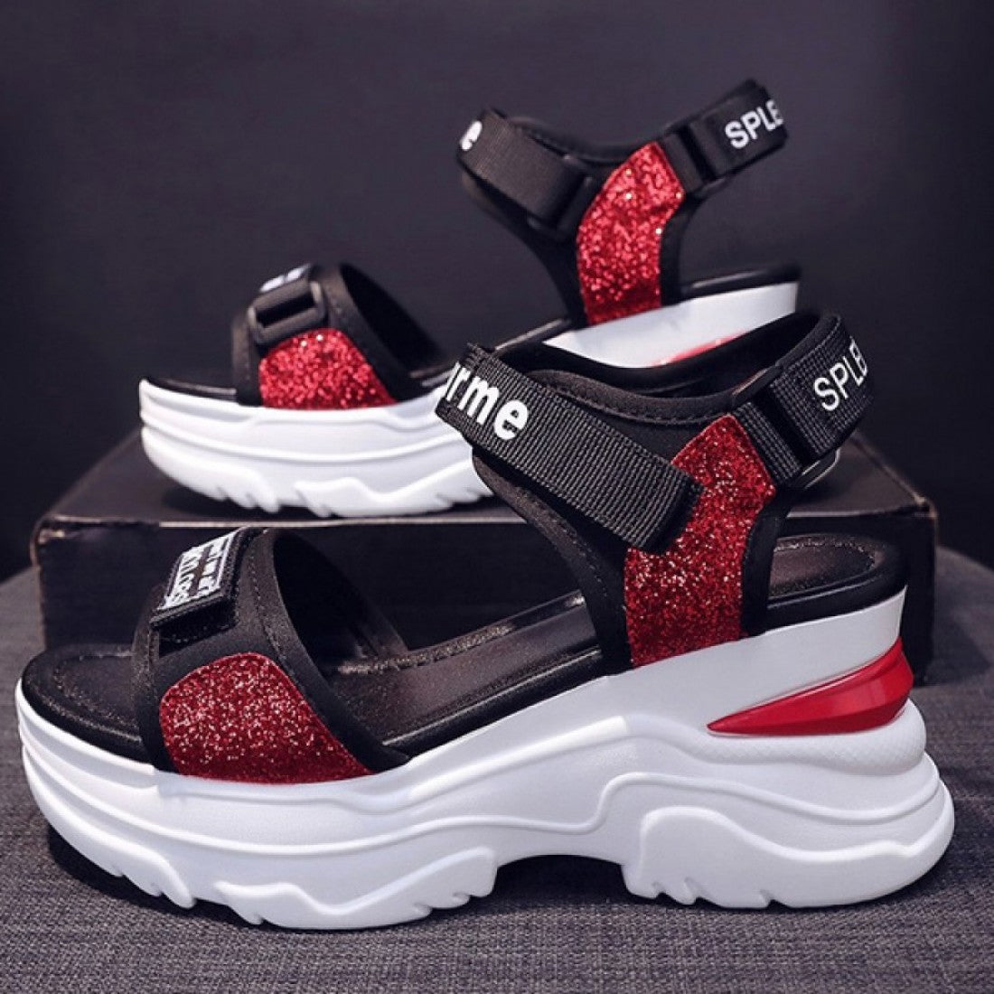 Platform Sponge Wedge Strappy Velcro Sports Sandals S-147