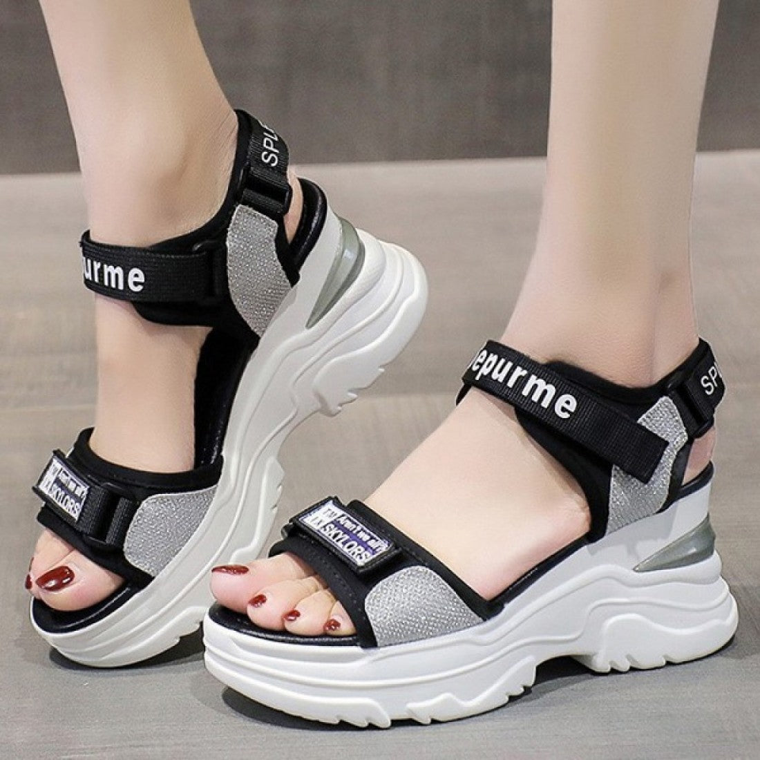 Platform Sponge Wedge Strappy Velcro Sports Sandals S-147