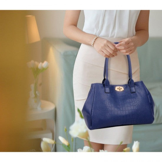 Black Color Five Piece Crocodile Pattern Women Fashion Handbag Set