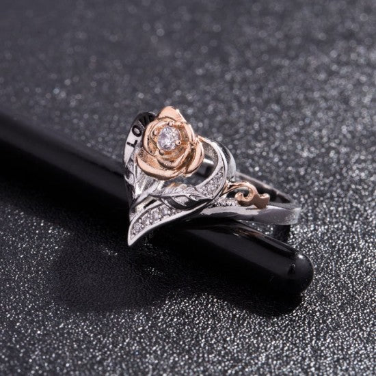 Flower Shaped Gold Plated Heart Ring