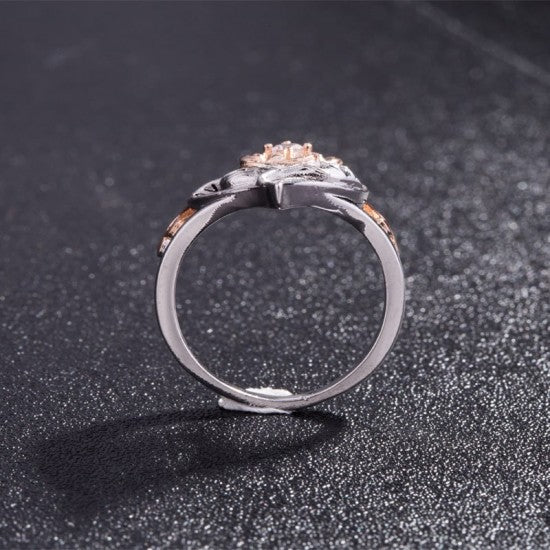 Flower Shaped Gold Plated Heart Ring