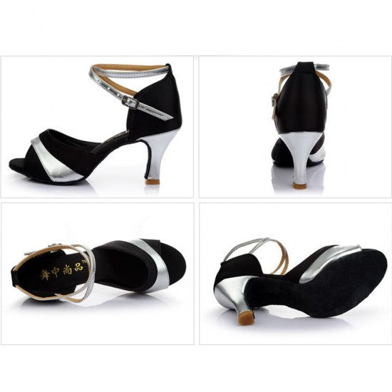 Elegant Black Sued Leather Sandals with Accents and Straps S-24