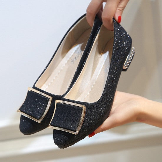 Dazzling Glittered Ballet Flats Silver Accents Perfect for Evening Elegance S-11