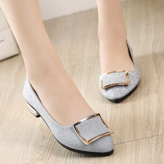 Dazzling Glittered Ballet Flats Silver Accents Perfect for Evening Elegance S-11