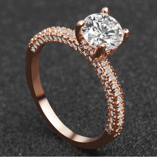 New Round Micro Diamonds Women Gold Rings