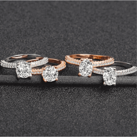 New Round Micro Diamonds Women Gold Rings