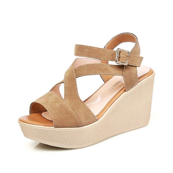 Versatile Espadrille Wedge Sandals with Cross-Strap Design S-25
