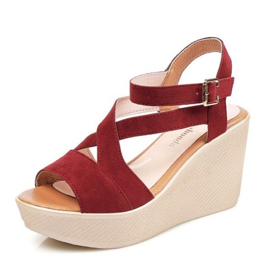 Versatile Espadrille Wedge Sandals with Cross-Strap Design S-25