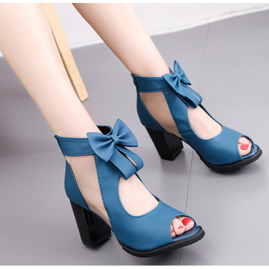Elegant Heeled Sandals Bow Accents for Sophisticated Evening Outfits S-07