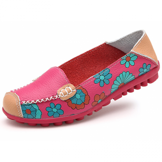Artisanal Hand Painted Floral Leather Loafers for Casual Elegance S-37