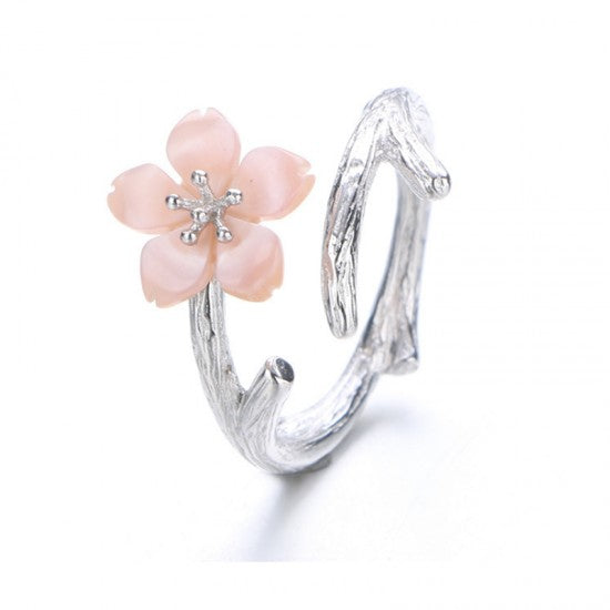 Pink Color Wind Cherry Hand Open Mouth Finger Rings For Women