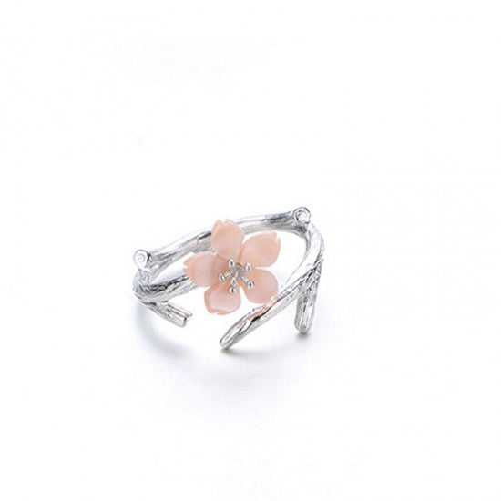 Pink Color Wind Cherry Hand Open Mouth Finger Rings For Women