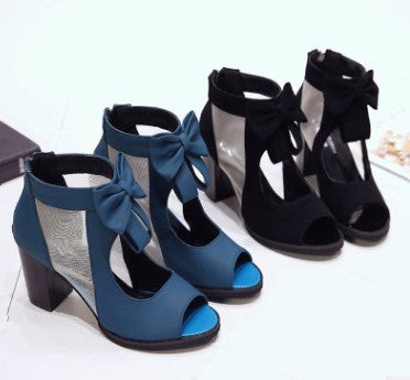 Elegant Heeled Sandals Bow Accents for Sophisticated Evening Outfits S-07