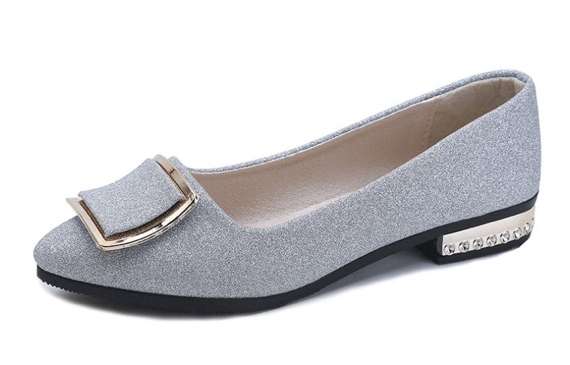 Dazzling Glittered Ballet Flats Silver Accents Perfect for Evening Elegance S-11