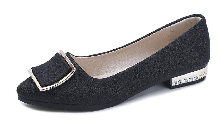 Dazzling Glittered Ballet Flats Silver Accents Perfect for Evening Elegance S-11