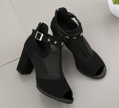 Elegant Mesh Heels with Celestial Charms S-47