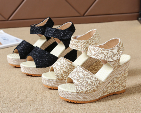 Elegant Lace Espadrille Wedges with Comfort Fit Design S-15