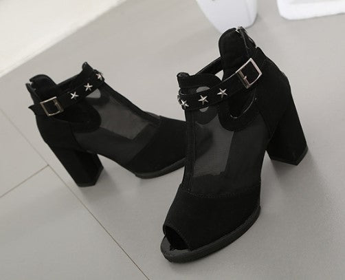 Elegant Mesh Heels with Celestial Charms S-47