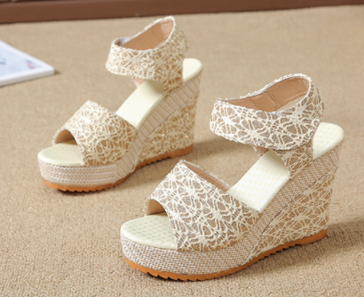 Elegant Lace Espadrille Wedges with Comfort Fit Design S-15