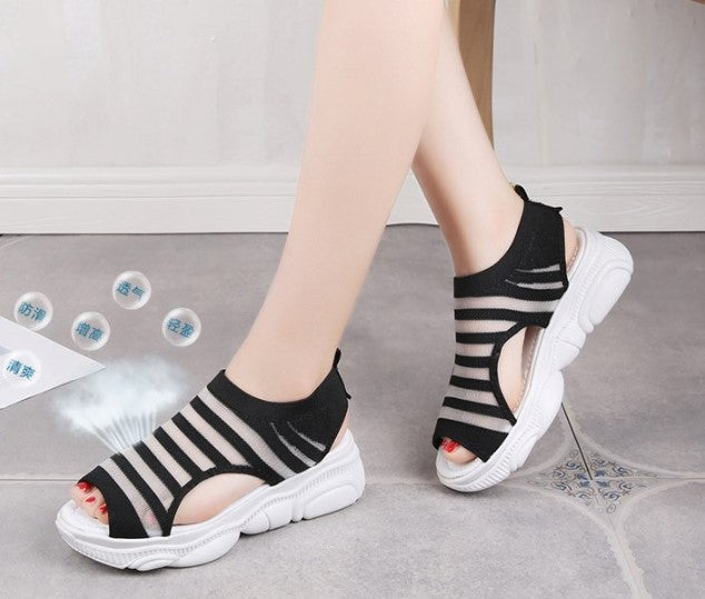Trendy Athletic Inspired Strappy Sandals with Chunky Rubber Soles S-56