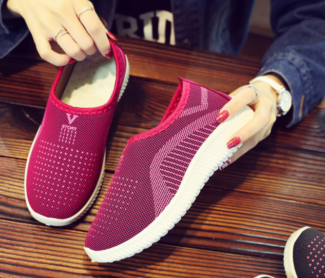 Sporty Magenta Slip On Sneakers with Breathable Mesh S-61