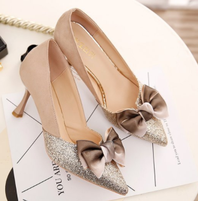 Elegant Suede Pumps with Glittering Toe Cap S-59