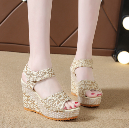 Elegant Lace Espadrille Wedges with Comfort Fit Design S-15