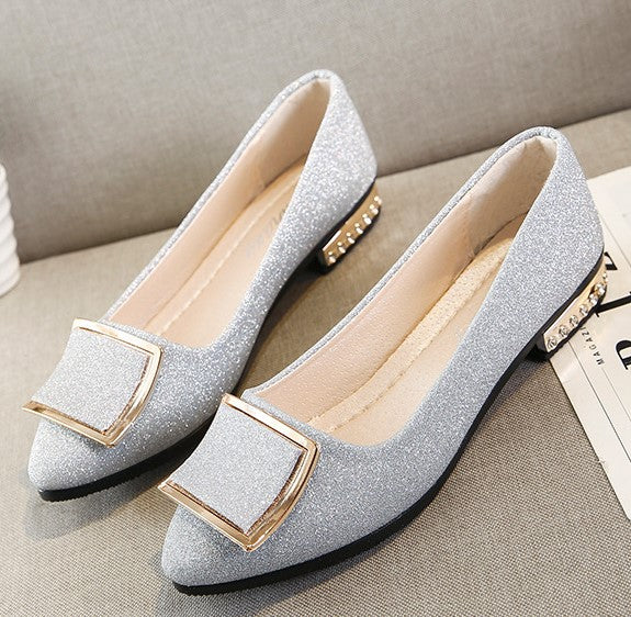 Dazzling Glittered Ballet Flats Silver Accents Perfect for Evening Elegance S-11