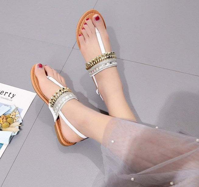 Artisanal Embroidered Summer Sandals with Unique Strap Design S-54