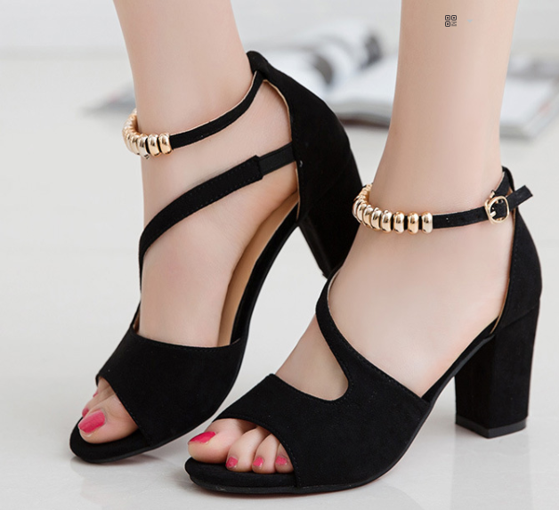 Formal Style High Heeled Beaded Buckle Sandals Shoes S-99