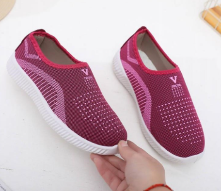Sporty Magenta Slip On Sneakers with Breathable Mesh S-61